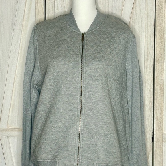 NWT Ampersand Avenue Gray Quilted Bomber Jacket size XXL comfort core sporty - Picture 3 of 11